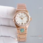 Swiss Super Clone Omega Constellation 8700 Automatic Watch 29mm Rose Gold Diamond